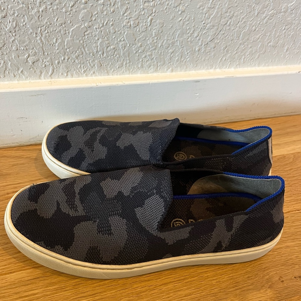 Rothy’s Black and Gray Camo loafers